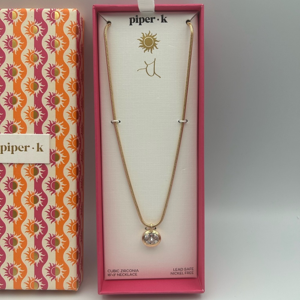 *New* Piper K Gold and Round Cut Cubic Zirconia Necklace - Picture 2 of 5